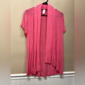 Crew Knit Wear Pink Light Weight Open Front Cardigan Size L NWT